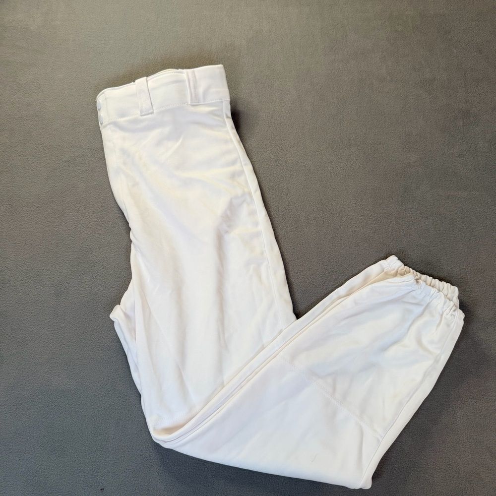 Rawlings Men’s White Baseball Pants- Full Length- Elastic Hem- Large